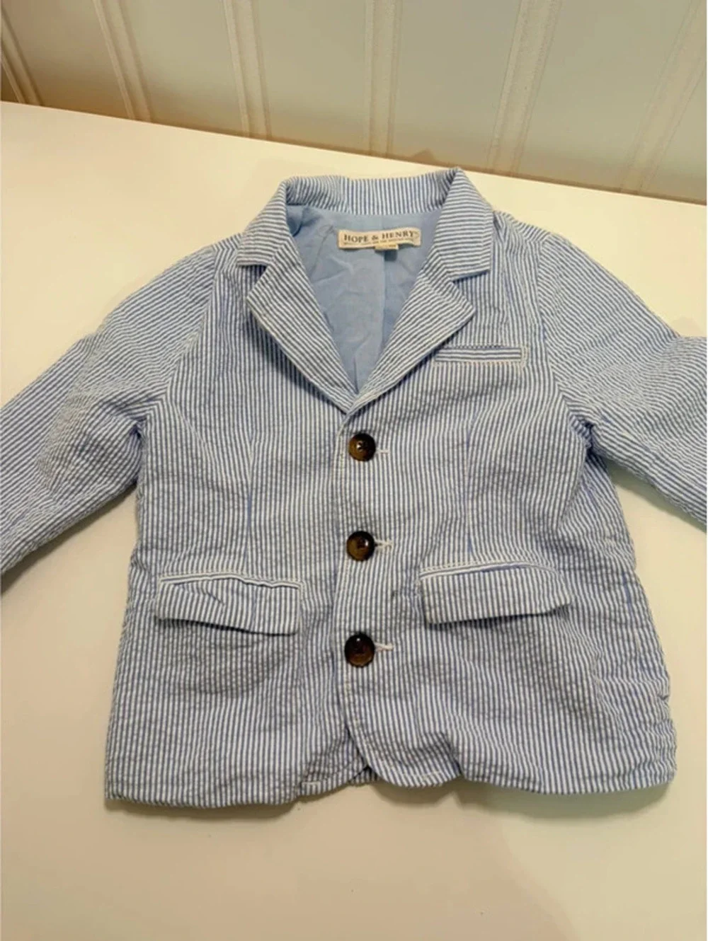 Hope & Henry Organic Seersucker Suit Jacket XXS